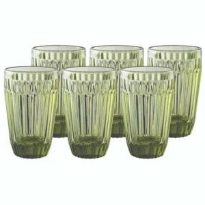 Jogo de 6 Copos de Vidro 355ml Verde Bretagne L'Hermitage