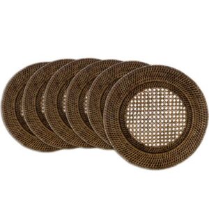 Sousplat 06 pecas rattan tailandia 32cm