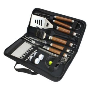 Conjunto para Churrasco Com 26 Unidades Em Estojo Com cabo Madeira E Em Aço Inox - Fracalanza